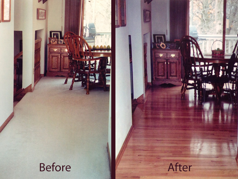 before and after hardwood floor install
